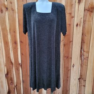 Black Sparkle Slinky Knit Flared Dress Plus Size 18W